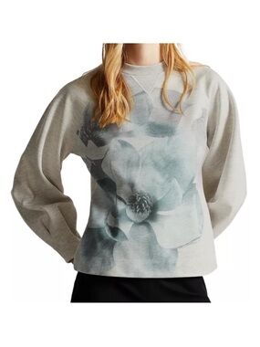 Ted Baker Sweatshirt Womens Perrine Floral Print Grey Multi Preppy